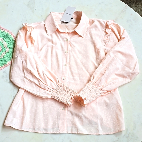NWT Saint + Sofia London designed Taylor Frill blouse in pastel pink size 10 - Picture 11 of 16